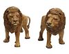 NEAR LIFE-SIZE COLD PAINTED BRONZE SCULPTURES OF LIONS