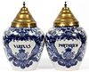 DELFT POTTERY COVERED TOBACCO JARS