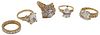 (5) ESTATE 14KT YELLOW GOLD & CUBIC ZIRCONIA (CZ) RINGS