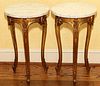 LOUIS XV STYLE MARBLE TOP END TABLES PAIR