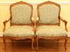 SHERRILL LOUIS XV STYLE CARVED WALNUT ARMCHAIRS