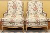 FRENCH STYLE UPHOLSTERED BERGERES PAIR