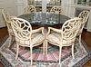 SHERRILL MARBLE TOP PEDESTAL TABLE AND CHAIRS