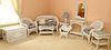 WICKER LOVESEAT CHAIRS COFFEE TABLE ETC.