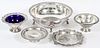 SILVER PLATE COMPOTES AND FOOTED CENTERPIECE FIVE