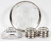 STERLING MOUNTED COASTERS CONDIMENT DISHES EIGHT