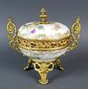 French Sevres Depose Porcelain and Bronze Candy Dish,