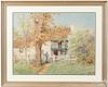 Edwin Lamasure Jr. (American 1867-1916), watercolor farmhouse with a young woman, signed lower right