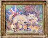 Attributed to Hortense Gordon (Canadian 1886-1961), oil on canvas of a cat and kittens, inscribed on