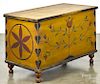 Pennsylvania painted poplar dower chest, 19th c., retaining a later decorated surface, 25'' h., 36'' w