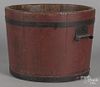 Painted pine bucket, 19th c., retaining an old red surface, 10 1/2'' h., 14'' w.