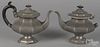 Two James Dixon and Sons pewter teapots, 19th c., 8'' h.