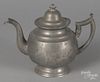American pewter teapot, 19th c., stamped D.M.H. on interior, 7 1/2'' h.