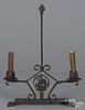 Wrought iron table top candlestand lamp, likely Oscar Bach, 16 1/2'' h.