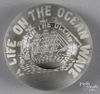 Millville, New Jersey frit paperweight, of a sailing ship, inscribed Life on the Ocean Wave, with