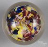 Millville, New Jersey umbrella footed paperweight, with white mushroom spattered with multiple color