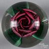 Millville, New Jersey red crimp rose footed paperweight, attributed to Emil Stanger, 3 1/2'' dia.