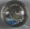 Colored frit Home Sweet Home paperweight, 3 1/4'' dia.