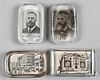 Four rectangular paperweights, to include advertising and souvenir weights, one depicting Colonel Al