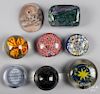 Group of ten assorted paperweights, to include Chinese, Murano and various other American novelty an