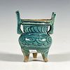 Antique Chinese Ming Dynasty Turquoise Pottery Censer