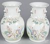 Pair of Chinese porcelain vases, 20th c., 13 3/4'' h., together with a larger single vase, 18'' h.