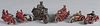 Six small cast iron motorcycles, two Hubley Cop with sidecar, largest - 6'' l.