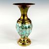 Mid-Century Modern Delft Brass Base Marbled Glaze Vase