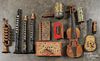 Collection of musical toys, to include a paper litho B & B Mfg. Co. Calliope, wooden trumpet, three