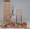 Collection of wooden toys, to include an acrobat, ladder toys, dexterity toys, etc., tallest - 31''.