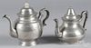 Cincinnati pewter teapot, 19th c., bearing the touch of Sellew & Co., 7 1/2'' h., together with an un