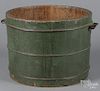 Painted pine bucket, 19th c., retaining its original green surface, 10 1/2'' h.
