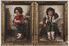 Pair of Italian oil on canvas works of children, late 19th c., 13'' x 9''.