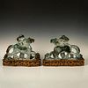 Pair of Antique Chinese Jadeite Horse Sculptures