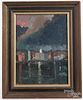 Dorothy Marthia (American 20th c.), oil on board titled Miami Night, signed lower right, 16'' x 12''