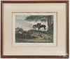 Snaffles, signed and inscribed print of a boar hunt, 4 3/4'' x 4 1/4'', together with a print titled