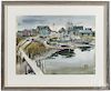 Howard Schroeder (American 1910-1995), watercolor titled Ocean City Backyards, signed lower right,