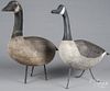 Two carved and painted Canada goose decoys, early/mid 20th c., 24'' h.