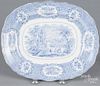 Blue Staffordshire oriental platter, 19th c., 12 3/4'' l., 15'' w.