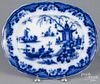 Flow blue Macao platter, 19th c., 12 1/4'' l., 15'' w.