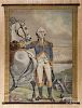 Large oil on canvas banner of General George Washington and his horse, late 19th c., 110'' x 86''.