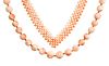 (2) ESTATE ANGEL SKIN CORAL BEADED NECKLACES