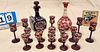 Tray Bohemian Glass- 2 Decanters 7 1/4" + 7" W/ 15 Cordials