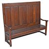 A Rare American Yellow Pine and Walnut Paneled Settle Bench