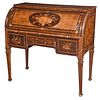 Russian Neoclassical Walnut and Marquetry Cylinder Desk