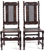 Pair of Carved Oak Jacobean Revival Side Chairs