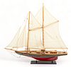 American Carved And Patinated Wood Ship's Model of a Schooner Ca. 1920, H 42" W 7" L 39"