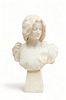 Italian Art Nouveau Carved Alabaster Bust of a Woman Ca. 1890-1910, H 22" W 15" Depth 8"