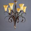 Edgar Brandt style wrought iron chandelier
