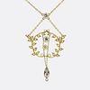 Victorian Pearl and Diamond Lavalier Necklace